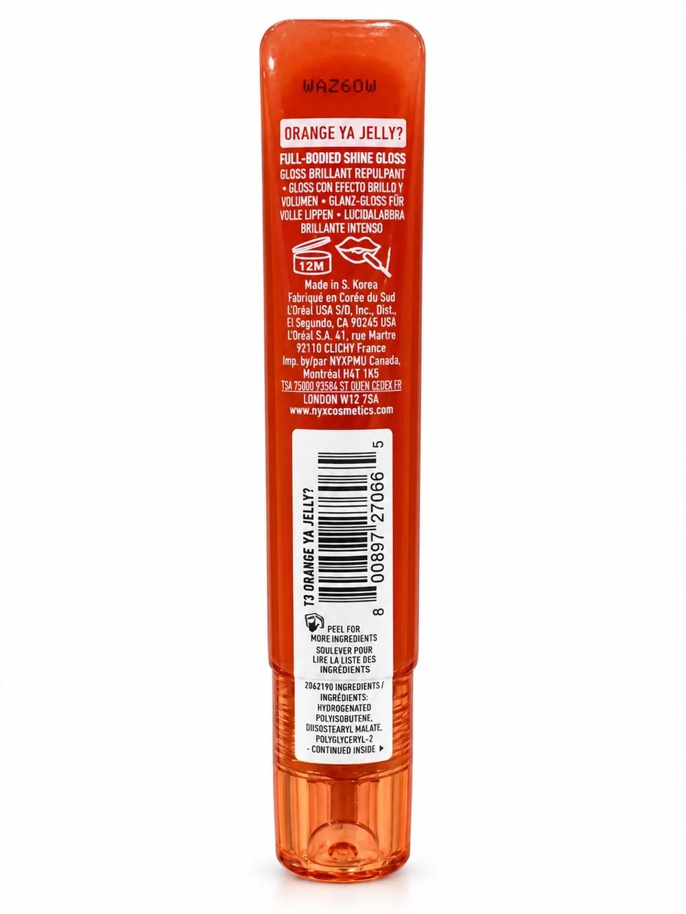 NYX JELLY JOB FULL-BODIED HIGH SHINE GLOSS IN ORANGE YA JELLY? 7.5ml BRAND NEW